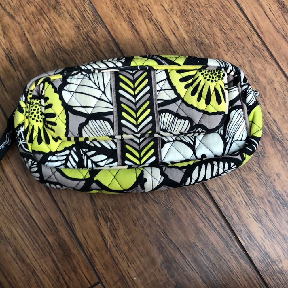 Yellow white and tan makeup bag!